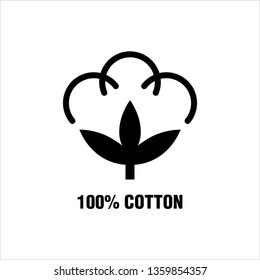 One Hundred Percent Cotton Icon, 100% Cotton Icon, Cotton Flower Icon,  Ball, Fiber Vector Art Illustration