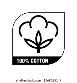 One Hundred Percent Cotton Icon, 100% Cotton Flower Icon, Ball, Fiber Vector Art Illustration