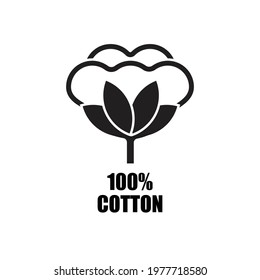 One hundred percent cotton Icon, 100% Cotton Icon isolated on white background vector illustration.