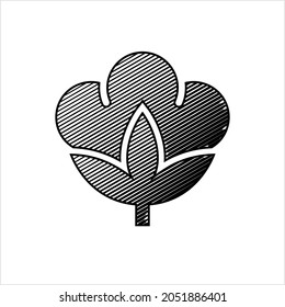 One Hundred Percent Cotton Icon, 100% Cotton, Flower Icon, Cotton Ball, Fiber Vector Art Illustration