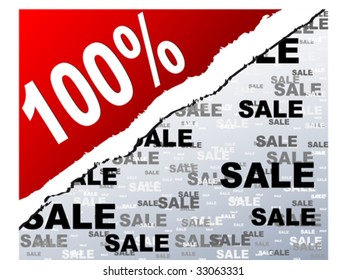 one hundred percent discount background vector illustration