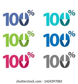 one hundred percent down, downwards arrow illustration