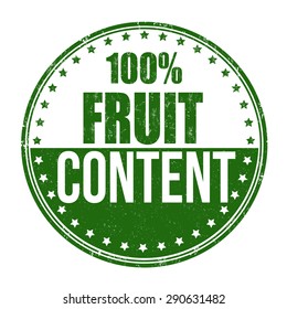 One hundred percent fruit content grunge rubber stamp on white, vector illustration