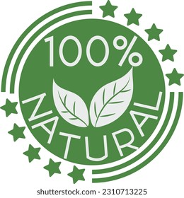 One Hundred Percent Natural Badge Stamp Style Ingredient Element