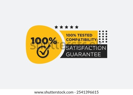 One hundred percent tested compatibility. vector icon, label, badge, and logo for business product