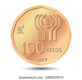 One hundred pesos. Argentine оne hundred pesos coin. Vector illustration.