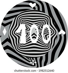 one hundred poker chip with creative op art style gambling and casino concept