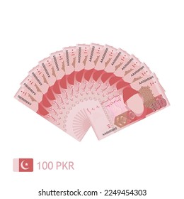 One Hundred Rupee 100 PKR. Vector Illustration.
