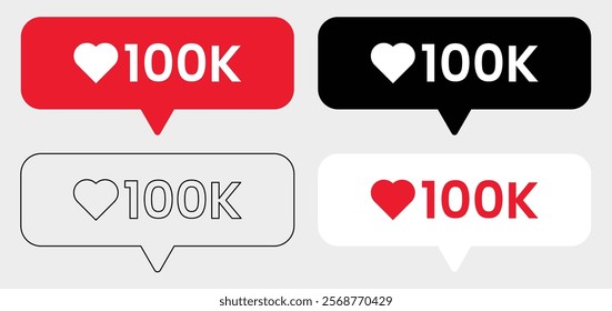 One Hundred Thousand Love Like Notification for Social Media