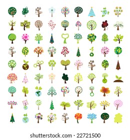 One hundred tree icon - Part 1 (vector)