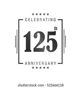 One Hundred and Twenty Five anniversary celebration logotype. 125th anniversary logo collection. Anniversary label. Anniversary logo template. Anniversary sign. Vector Illustration