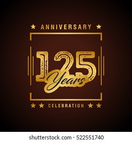 One Hundred and Twenty Five years anniversary celebration logotype. 125th year anniversary logo collection. Anniversary label. Anniversary logo template. Anniversary sign. Vector Illustration