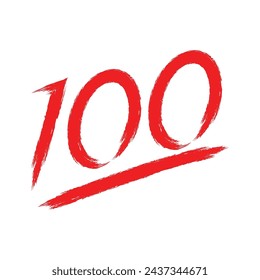 one hundred value icon with grounded brush style vector illustration design