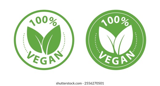 one hundred vegan green label vector design