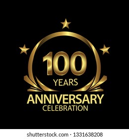One hundred years anniversary golden. anniversary template design for web, game ,Creative poster, booklet, leaflet, flyer, magazine, invitation card - Vector