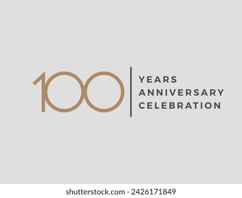 One hundred years celebration event. 100 years anniversary sign. Vector design template.
