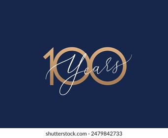 One hundred years celebration event. 100 years anniversary sign. Vector design template.