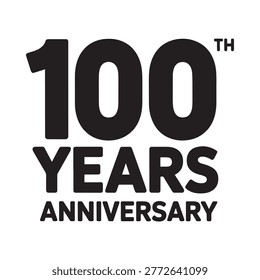 One hundredth anniversary logo with text bold typography black on white
