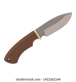 One hunting knife is isolated on white background.