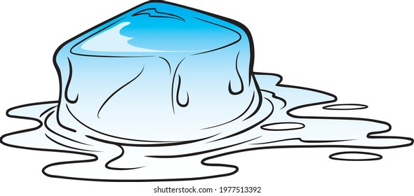 one ice cubes on white background.ice melting