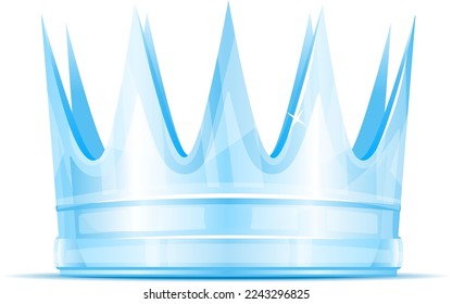 One ice King crown on side view isolated illustration, symbol of power from the ice, concept illustration of crown