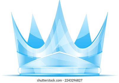 One ice Queen crown on side view isolated illustration, symbol of power from the ice, concept illustration of crown