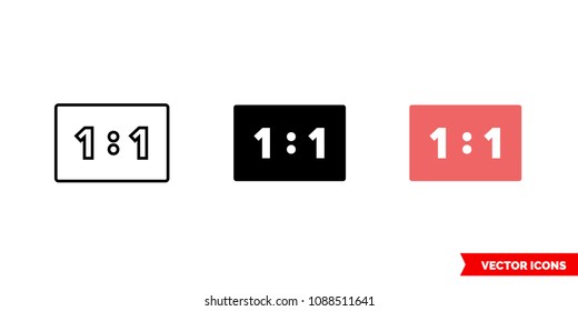 One to one icon of 3 types: color, black and white, outline. Isolated vector sign symbol.
