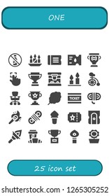  one icon set. 25 filled one icons. Simple modern icons about  - No alcohol, Candles, Ticket, Trophy, Touch, Basketball, Unicycle, Office chair, Cotton candy, Rope, Torch, Sharpener