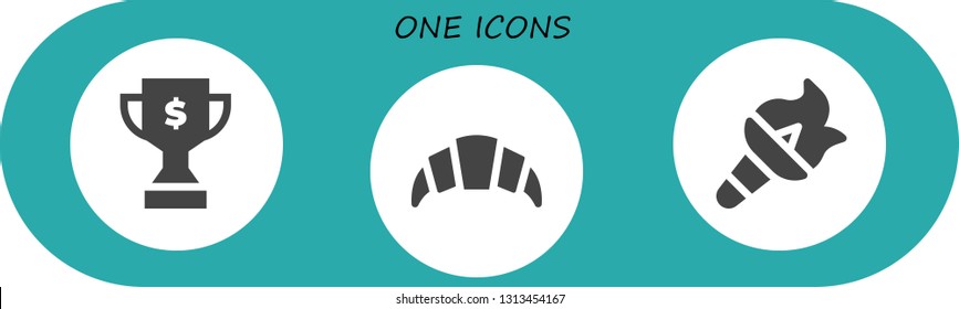 one icon set. 3 filled one icons.  Collection Of - Trophy, Croissant, Torch