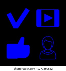 one icon set about player, ok, girl and apron vector set