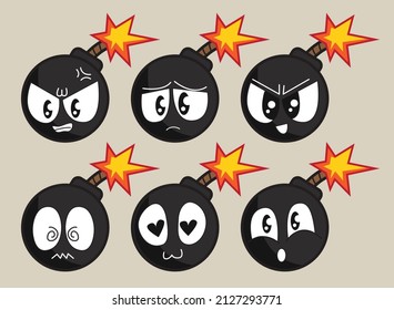 eine Ikone hat süße Cartoon-Bombe und Kawaii gesetzt