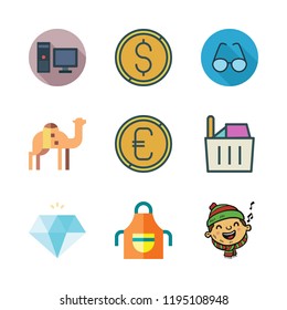 one icon set. vector set about boy, computer, apron and diamond icons set.