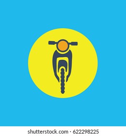 one icon or symbol of front motorcycle in a rounded circle for website or app vector illustration on flat design style 