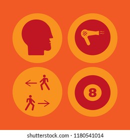one icon. one vector icons set billiard ball, hair dryer, human head and man walk
