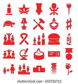 One icons set. set of 25 one filled icons such as turtle, ticket, barber brush, curly hair, candle, swimsuit, ranking, son and father, box, rose, microscope, musical sharp