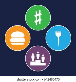One icons set. set of 4 one filled icons such as barber brush, musical sharp, ranking