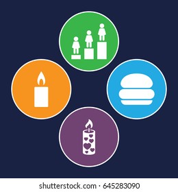 One icons set. set of 4 one filled icons such as ranking, candle