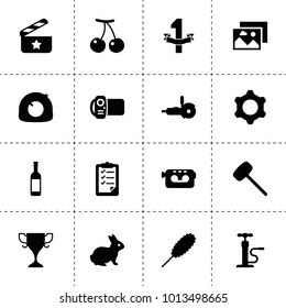 One icons. vector collection filled one icons. includes symbols such as cherry, rabbit, tire repair, car pump, dust brush, rubber hummer. use for web, mobile and ui design.
