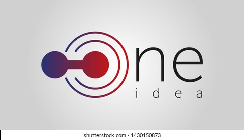 one Idea logo, one icon, one line vector illustration isolated on white background