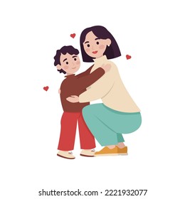 One illustration from the collection: mother hugging her child schoolboy.