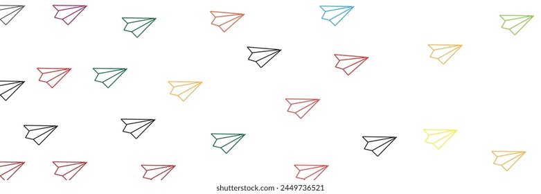  One image of a love sign in a continuous shape with flying paper airplanes. Thin contour and romantic symbols for greeting cards and web banners in simple linear style. vector eps10