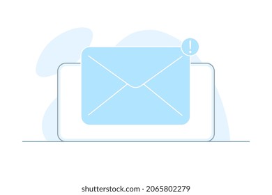 One incoming message on laptop, open message icon, notification. Vector illustration.