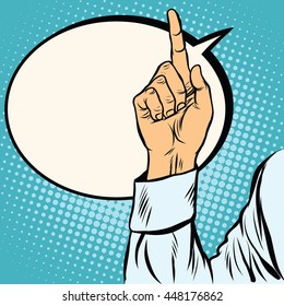 one index finger up gesture pop art retro vector realistic hand drawing illustration