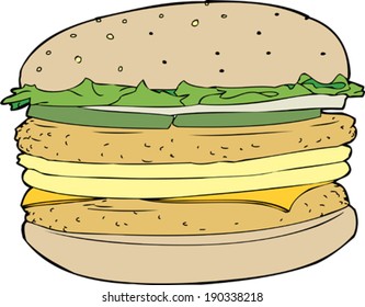 One isolated chicken patty and egg burger