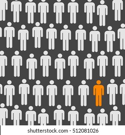 One Isolated Person In A Crowd Vector