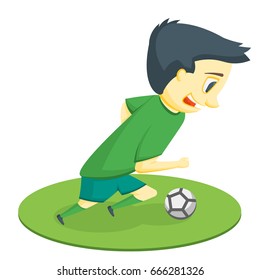 One isolated vector football player dressed in green sportswear