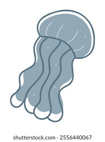 One jellyfish color. Doodle clip art for your projects.