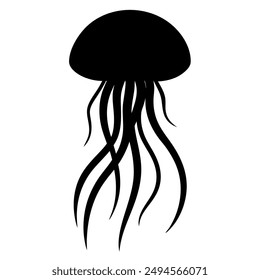 One jellyfish silhouette vector illustration