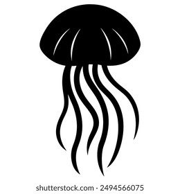 One jellyfish silhouette vector illustration