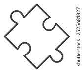 One Jigsaw Puzzle Piece vector concept icon or symbol in outline style